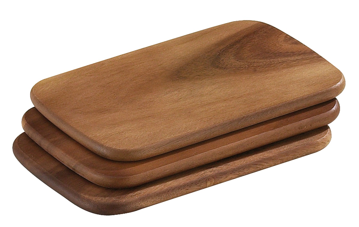 055009 Snídaňové prkénko na krájení 22x15x1 cm - sada 3ks akátové dřevo Zassenhaus (2)